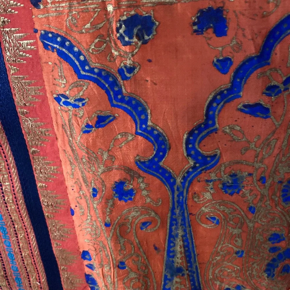 Multicolored Block printed silk stole/dupatta - Picture 1 of 16